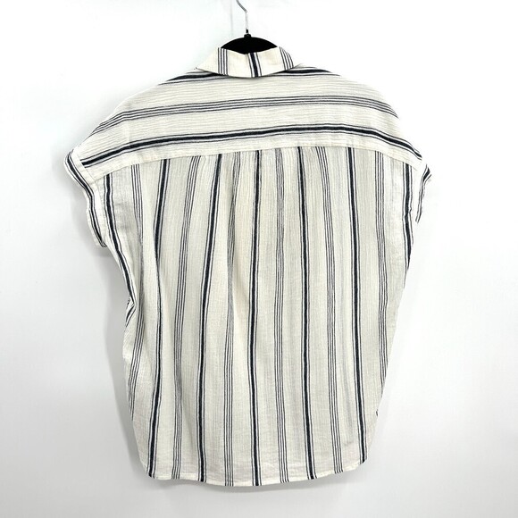 MADEWELL Central Shirt In Parkman Stripe White Blue Gauzy Button Up Top Size XXS - Picture 5 of 8